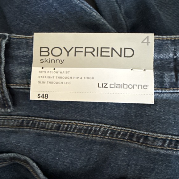 Liz Claiborne Boyfriend Skinny Stretchy Jeans Size 4 Denim Blue‎ NEW w/ TAGS! - Picture 6 of 7